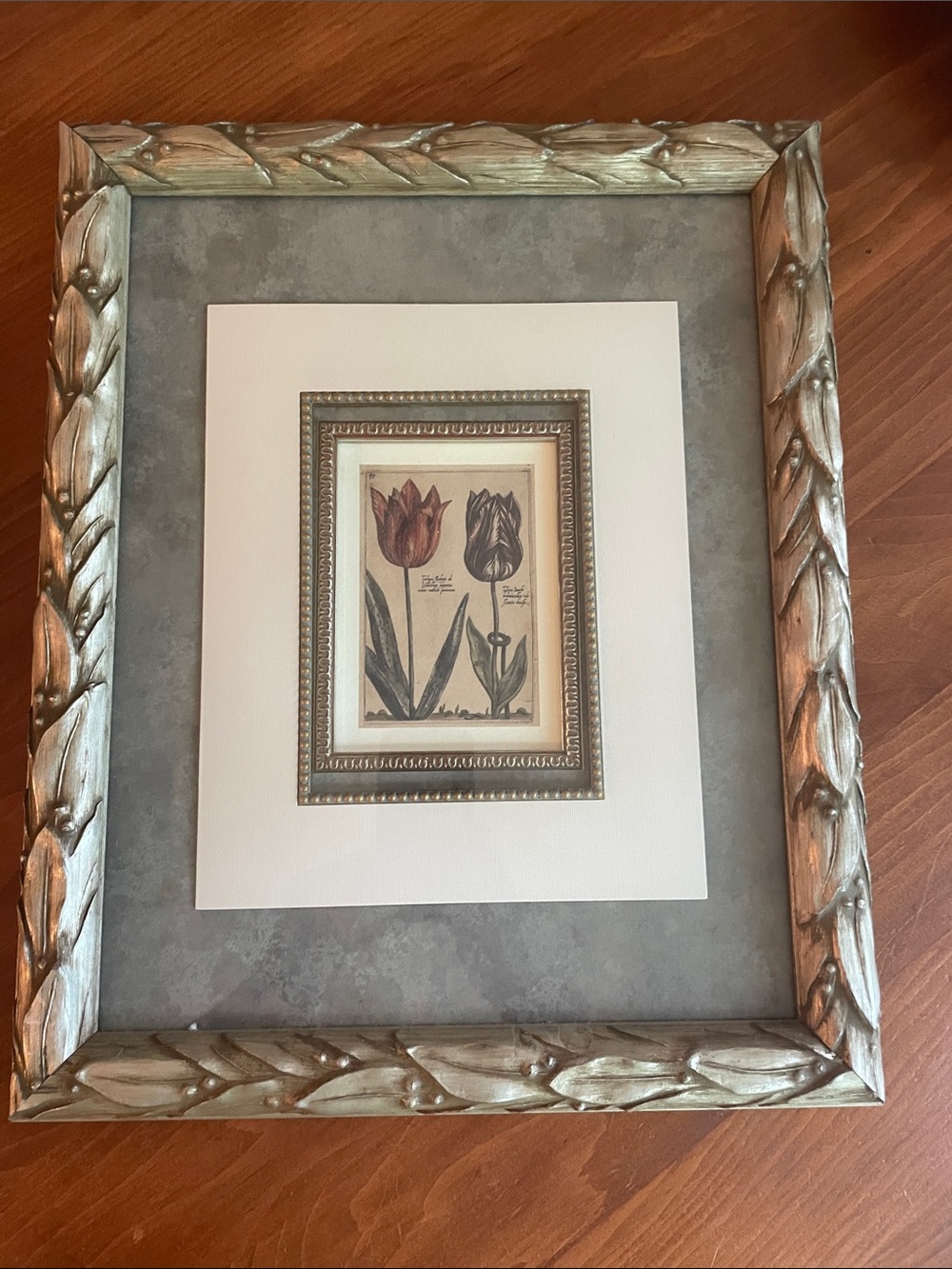 Vintage Antique Botanical Print of Tulips - Professionally Framed & Matted